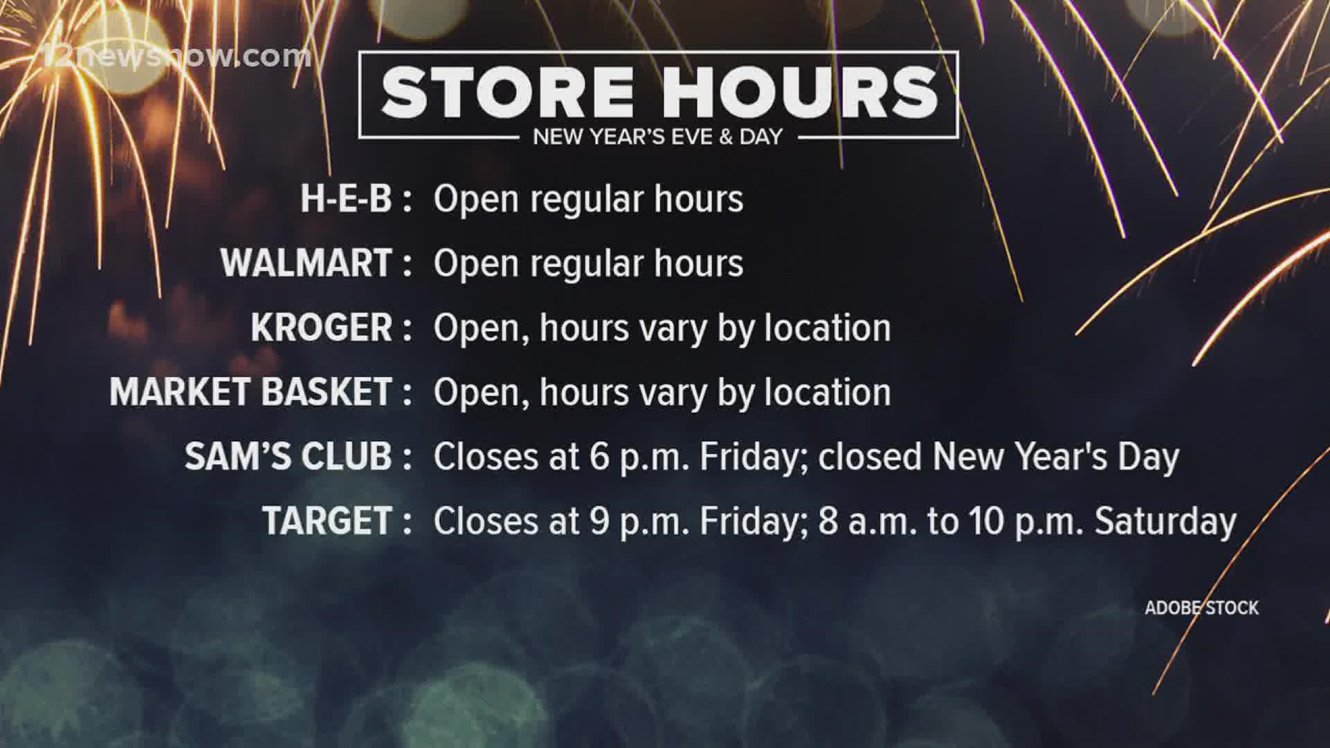 Shop Opening Times New Year's Eve