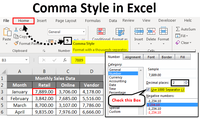 How to Apply the Comma Style Number Format in Excel