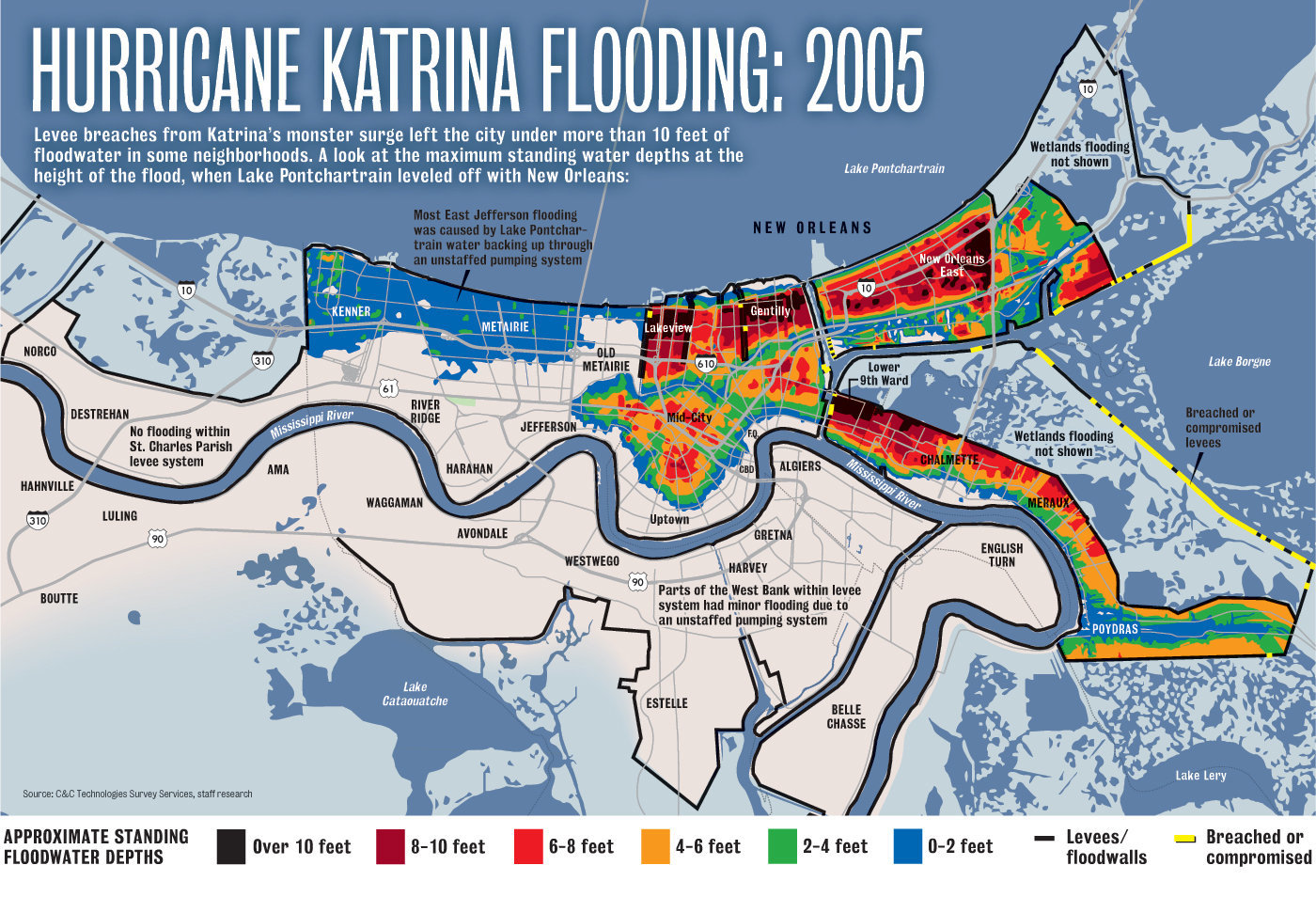 Map of New Orleans Flooding Katrina
