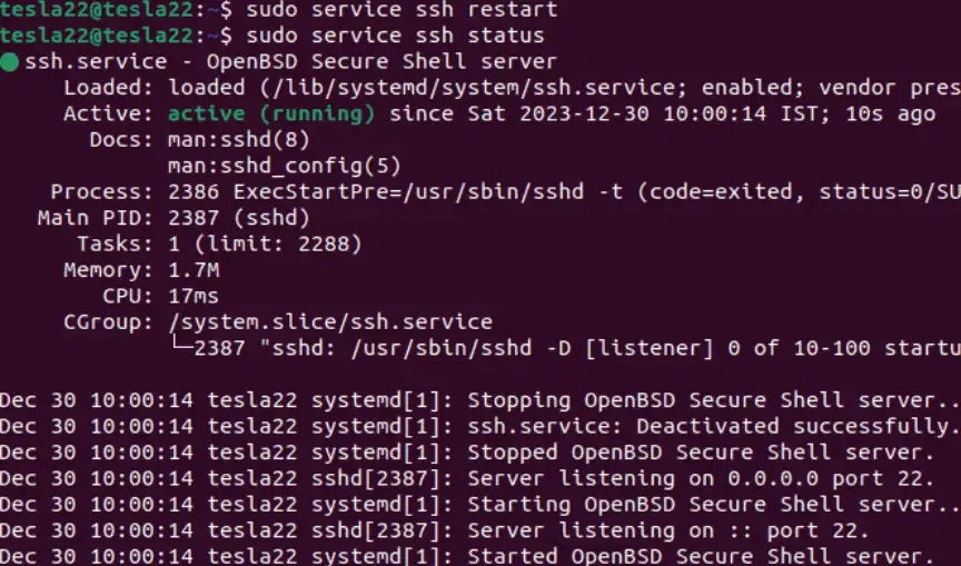 Restart Ssh Service Ubuntu