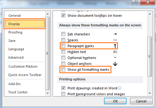 Show Paragraph Marks Word