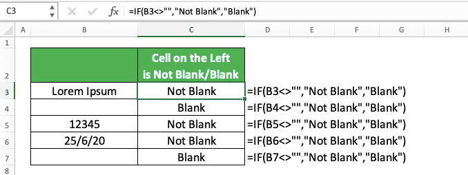 If Is Not Blank Excel