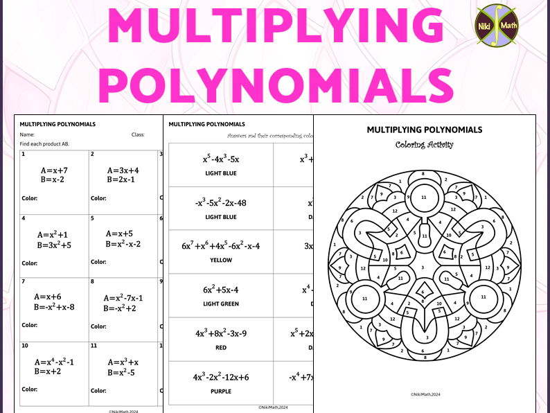 Multiplying Polynomials Coloring Activity Answer Key