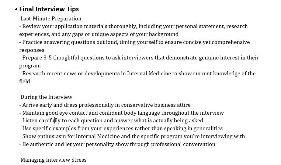 Common Internal Medicine Residency Interview Questions